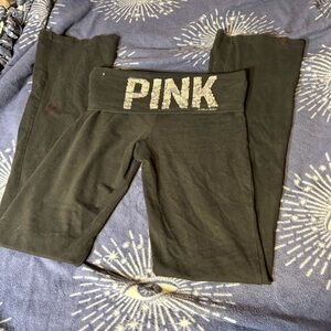 PINK Victoria's Secret Black Leggings with Silver Logo